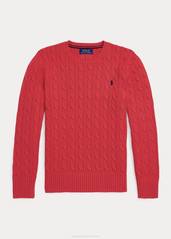 styrbord rød børn Ralph Lauren kabelstrikket bomuldstrøje Z426B6549