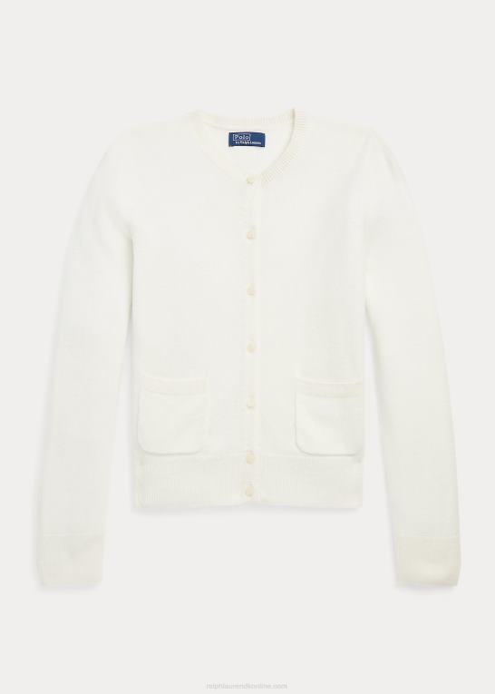 varm hvid børn Ralph Lauren cardigan i kashmir med patch-lomme Z426B7207