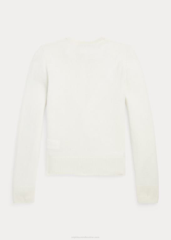 varm hvid børn Ralph Lauren cardigan i kashmir med patch-lomme Z426B7207
