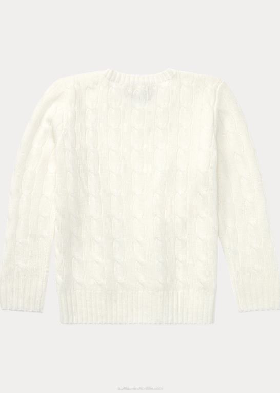 varm hvid børn Ralph Lauren den ikoniske kabelstrikkede kashmirtrøje Z426B5729