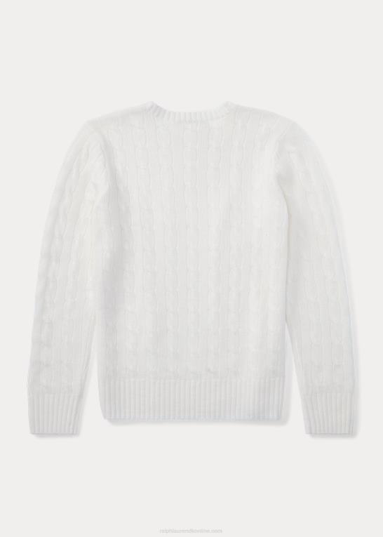 varm hvid børn Ralph Lauren den ikoniske kabelstrikkede kashmirtrøje Z426B6218