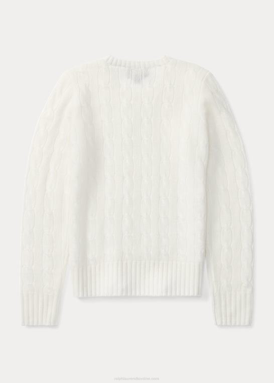 varm hvid børn Ralph Lauren kabelstrikket kashmirtrøje Z426B7193