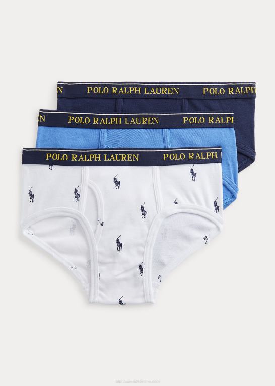hvid/cruise marine aopp børn Ralph Lauren ribstrikket bomuldstrusse 3-pak Z426B6413