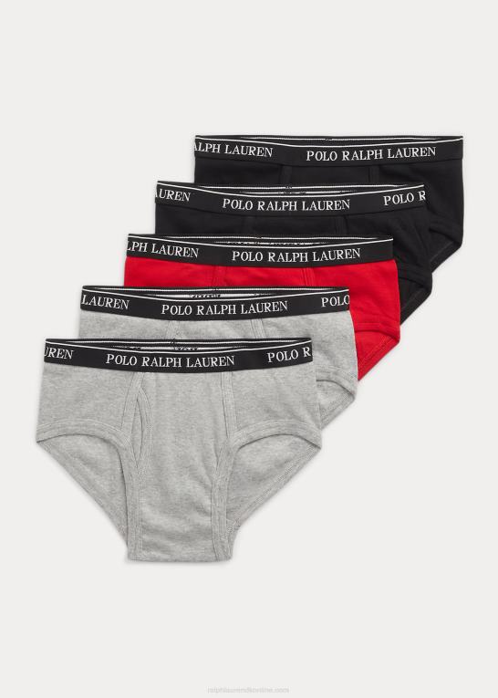 og over lyng/sort børn Ralph Lauren ribstrikket bomuldstrusse 5-pak Z426B6406