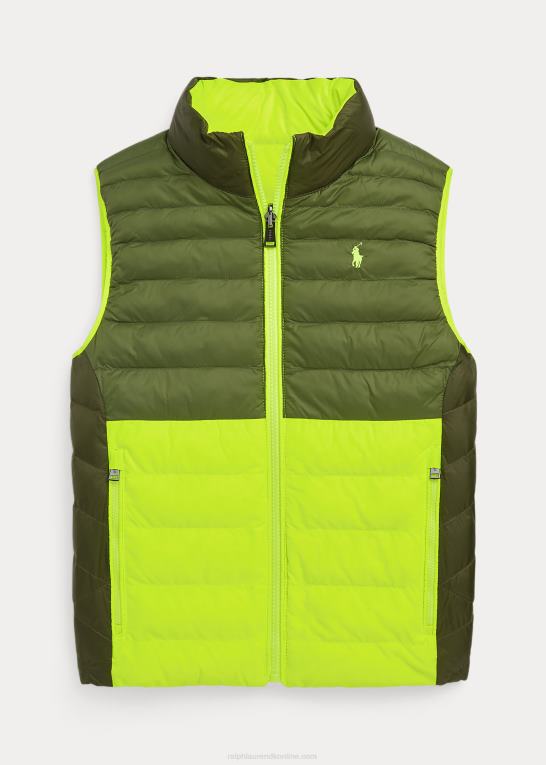 mørk salvie/sikkerhedsgul børn Ralph Lauren p-lags 2 neon vendbar vest Z426B6682