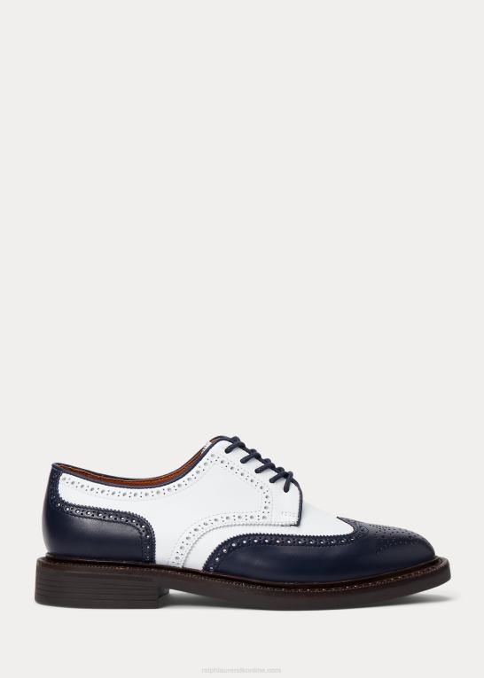 hvid/marineblå Kvinder Ralph Lauren tofarvet vingespids kalveskind oxford Z426B9609