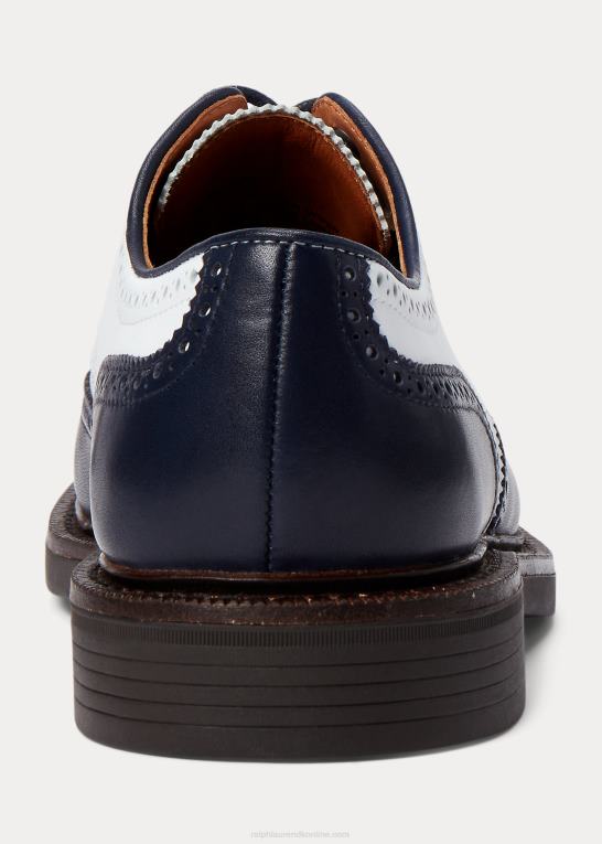 hvid/marineblå Kvinder Ralph Lauren tofarvet vingespids kalveskind oxford Z426B9609