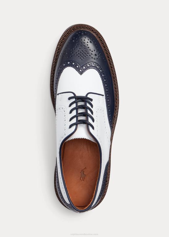 hvid/marineblå Kvinder Ralph Lauren tofarvet vingespids kalveskind oxford Z426B9609