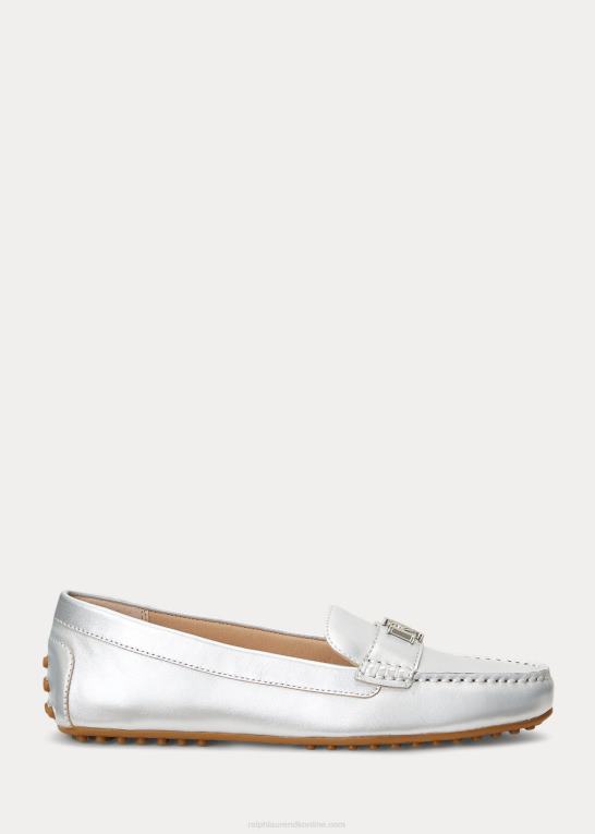 lyst sølv Kvinder Ralph Lauren Barnsbury metallisk nappa læder driver Z426B5071