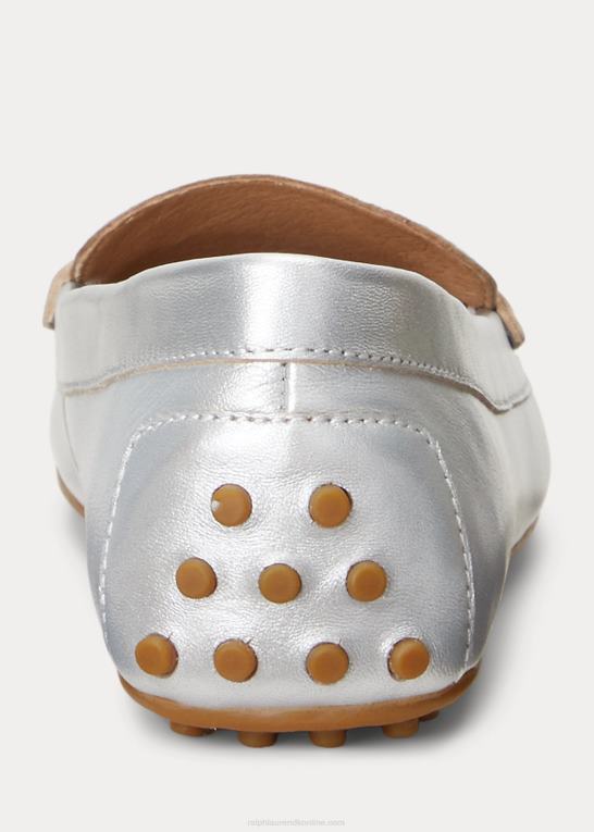 lyst sølv Kvinder Ralph Lauren Barnsbury metallisk nappa læder driver Z426B5071