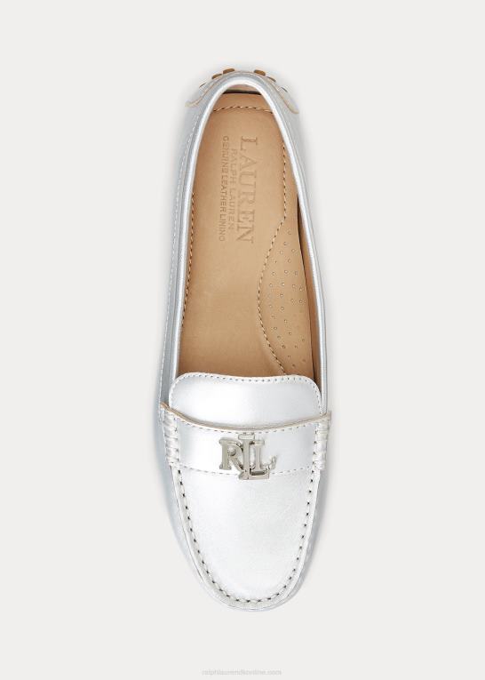 lyst sølv Kvinder Ralph Lauren Barnsbury metallisk nappa læder driver Z426B5071