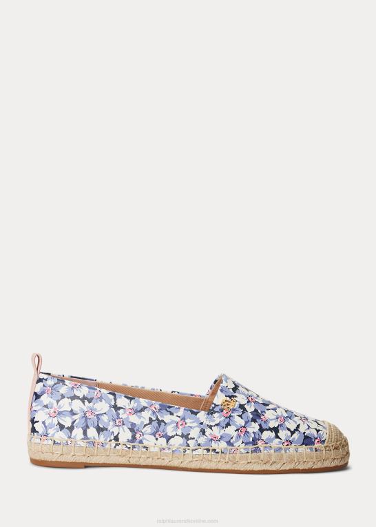 blå/creme/pink Kvinder Ralph Lauren cameryn iii floral læder espadrille Z426B5066