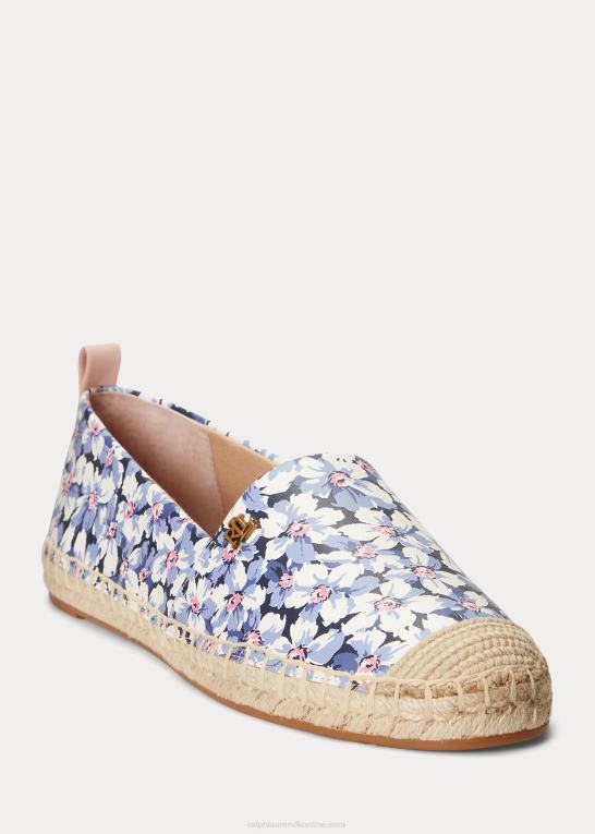 blå/creme/pink Kvinder Ralph Lauren cameryn iii floral læder espadrille Z426B5066