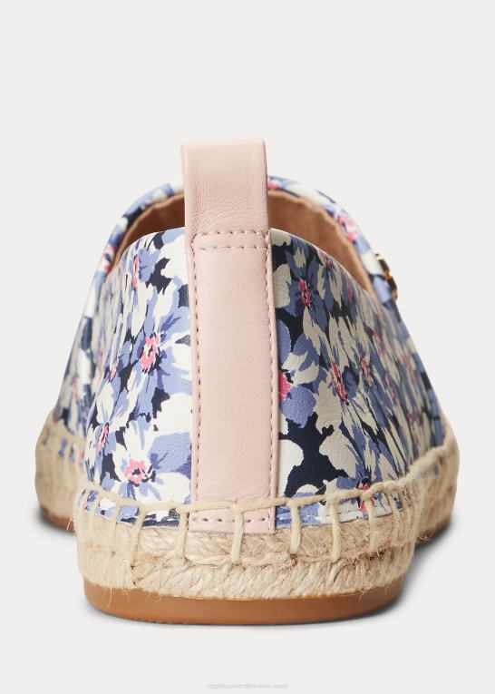 blå/creme/pink Kvinder Ralph Lauren cameryn iii floral læder espadrille Z426B5066
