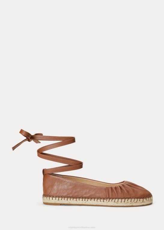 dyb sadelbrun Kvinder Ralph Lauren cecilia nappa espadrille med snørebånd Z426B5063