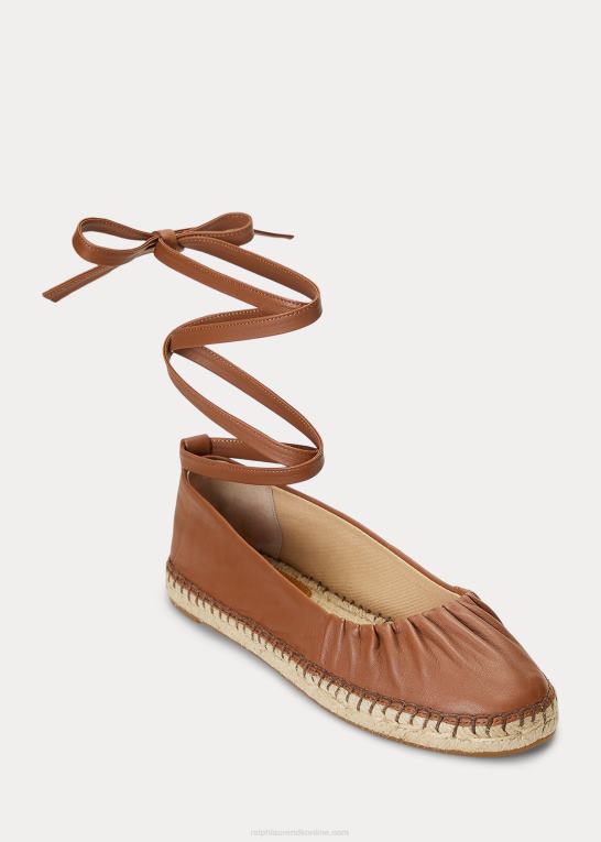 dyb sadelbrun Kvinder Ralph Lauren cecilia nappa espadrille med snørebånd Z426B5063