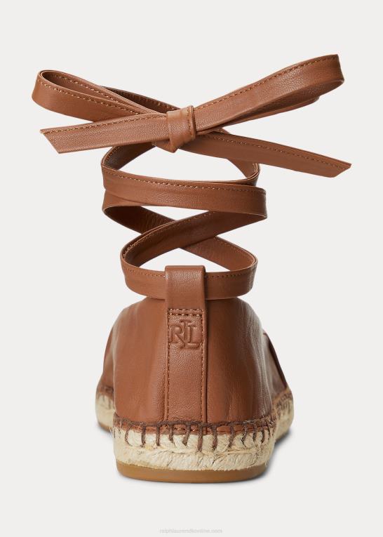 dyb sadelbrun Kvinder Ralph Lauren cecilia nappa espadrille med snørebånd Z426B5063