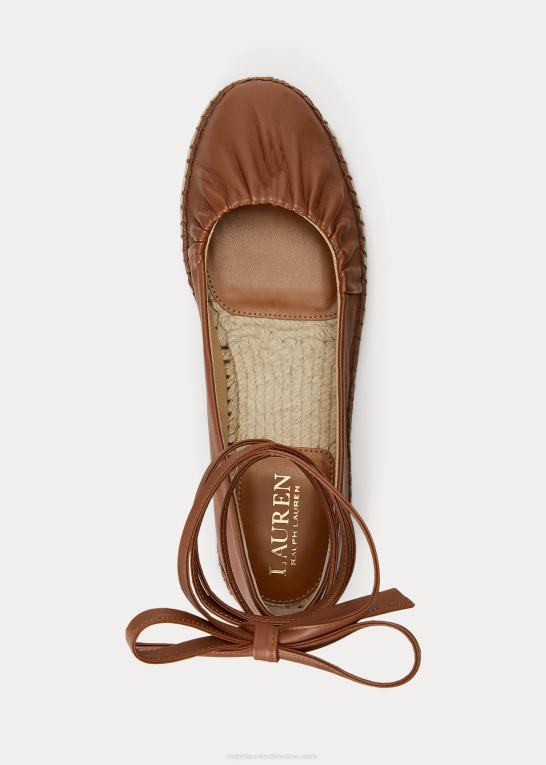 dyb sadelbrun Kvinder Ralph Lauren cecilia nappa espadrille med snørebånd Z426B5063