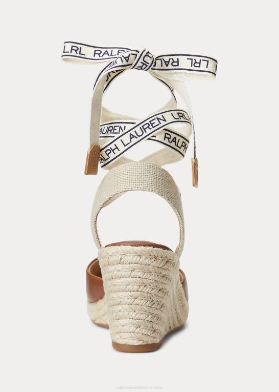 dyb sadelbrun Kvinder Ralph Lauren espadrille i paislee læder Z426B5043