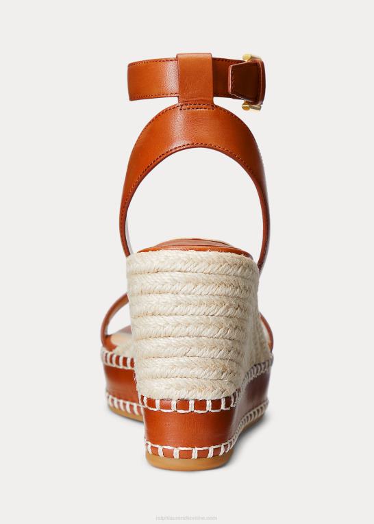 dyb sadelbrun Kvinder Ralph Lauren hilarie espadrille i læder Z426B5045