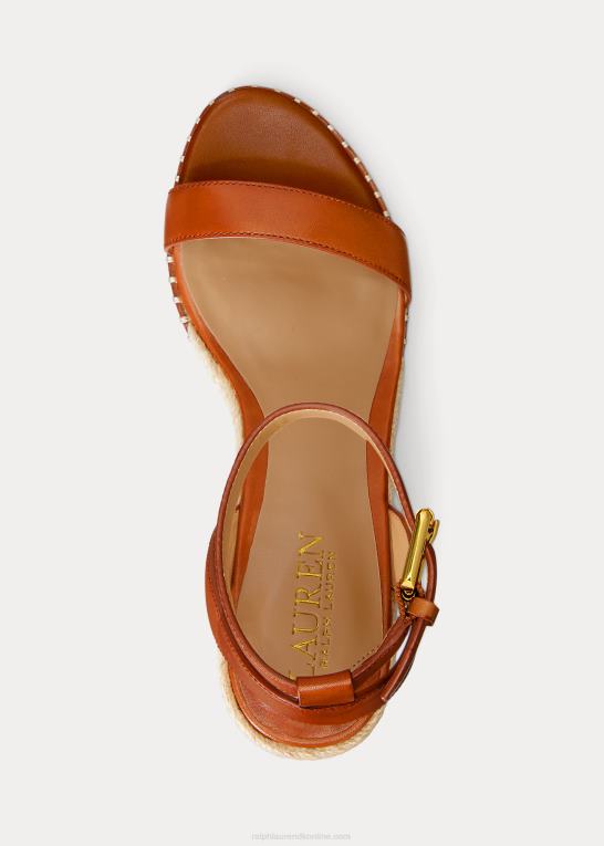 dyb sadelbrun Kvinder Ralph Lauren hilarie espadrille i læder Z426B5045