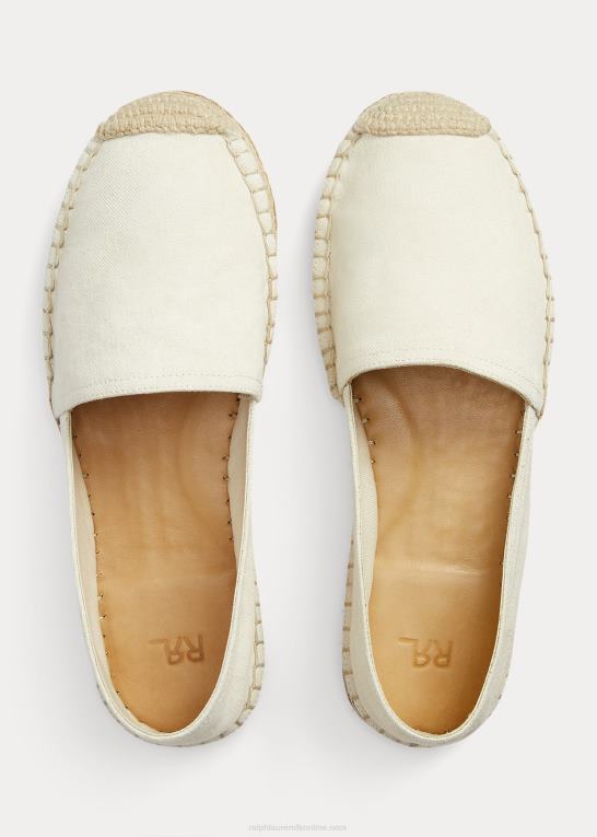 greige Kvinder Ralph Lauren lærred espadrille Z426B4985