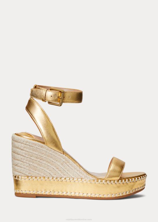 moderne guld Kvinder Ralph Lauren hilarie espadrille i metallisk læder Z426B5041