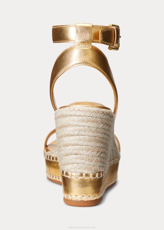 moderne guld Kvinder Ralph Lauren hilarie espadrille i metallisk læder Z426B5041