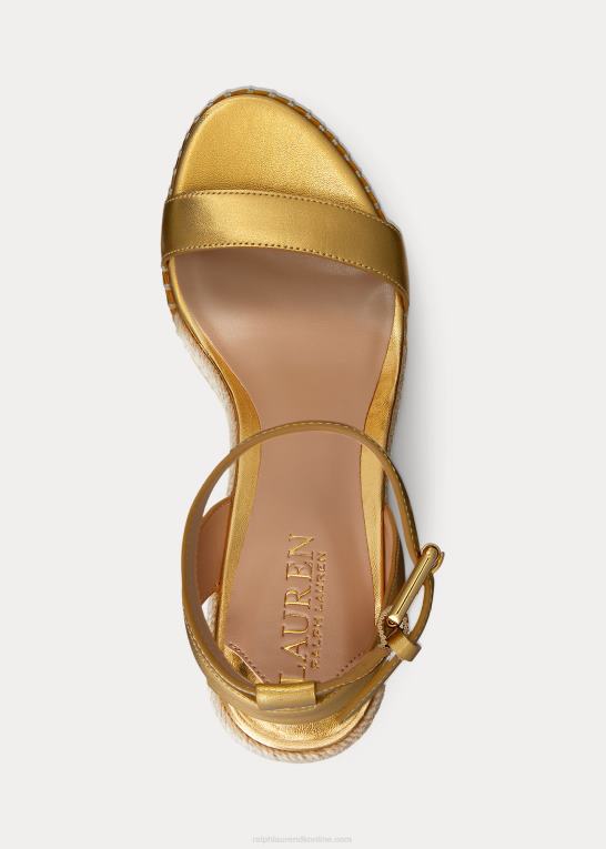 moderne guld Kvinder Ralph Lauren hilarie espadrille i metallisk læder Z426B5041