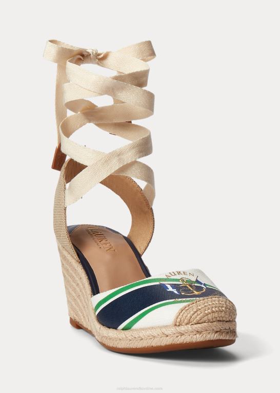naturlig/raffineret navy Kvinder Ralph Lauren paislee canvas espadrille Z426B9722