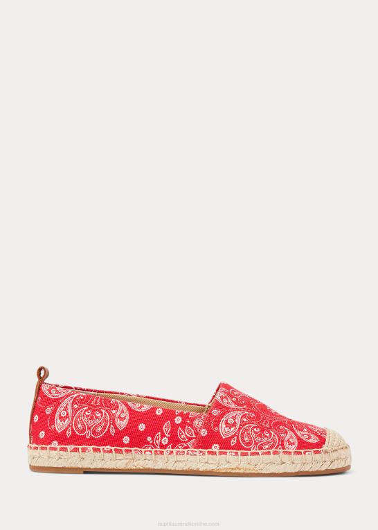 rød/dyb sadelbrun Kvinder Ralph Lauren cameryn iii print lærred espadrille Z426B5124
