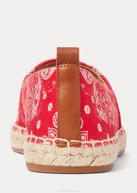 rød/dyb sadelbrun Kvinder Ralph Lauren cameryn iii print lærred espadrille Z426B5124