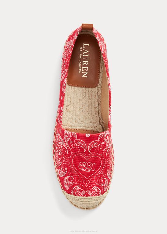rød/dyb sadelbrun Kvinder Ralph Lauren cameryn iii print lærred espadrille Z426B5124