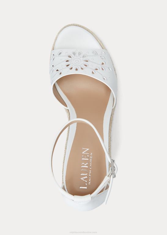 sne hvid Kvinder Ralph Lauren haana eyelet espadrille i nappalæder Z426B5046