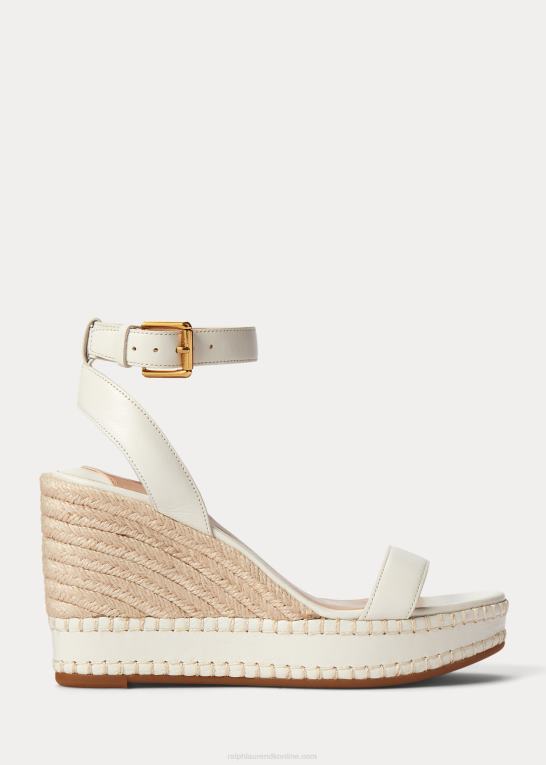 sne hvid Kvinder Ralph Lauren hilarie espadrille i læder Z426B5036