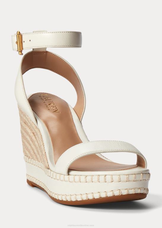 sne hvid Kvinder Ralph Lauren hilarie espadrille i læder Z426B5036