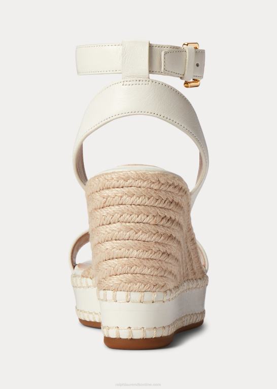 sne hvid Kvinder Ralph Lauren hilarie espadrille i læder Z426B5036
