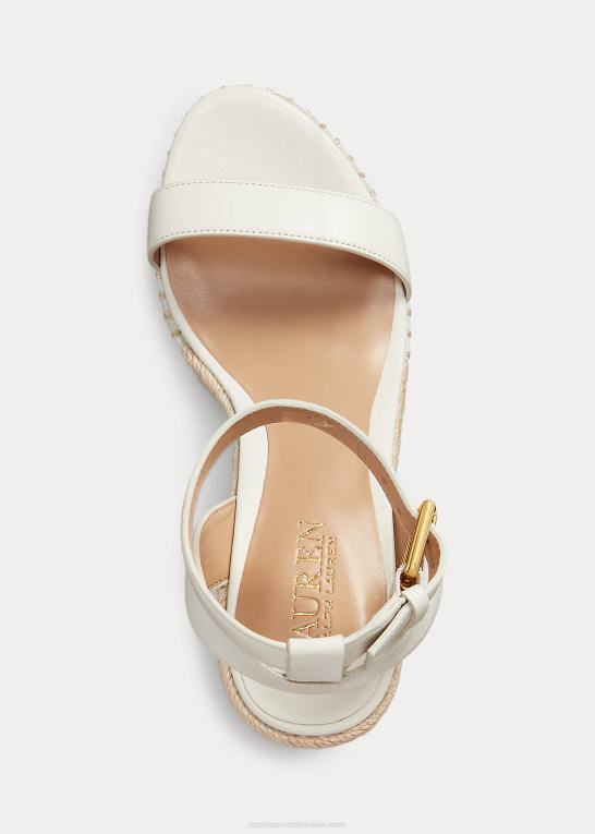 sne hvid Kvinder Ralph Lauren hilarie espadrille i læder Z426B5036