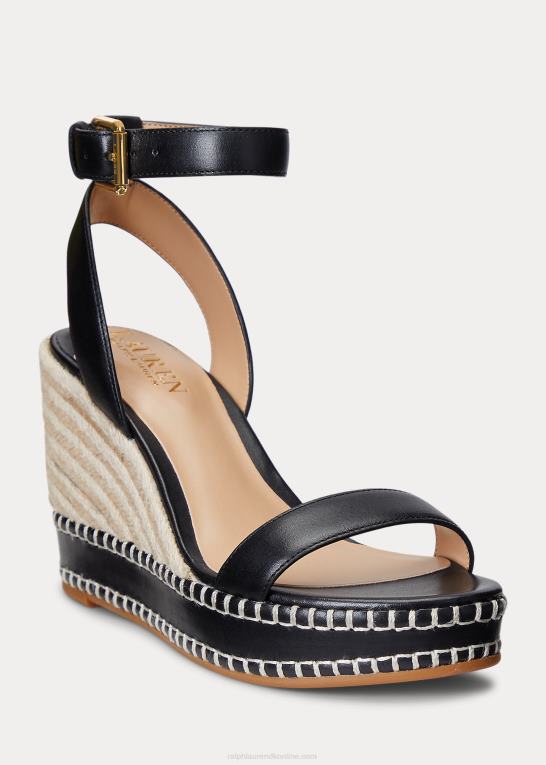 sort Kvinder Ralph Lauren hilarie espadrille i læder Z426B5037