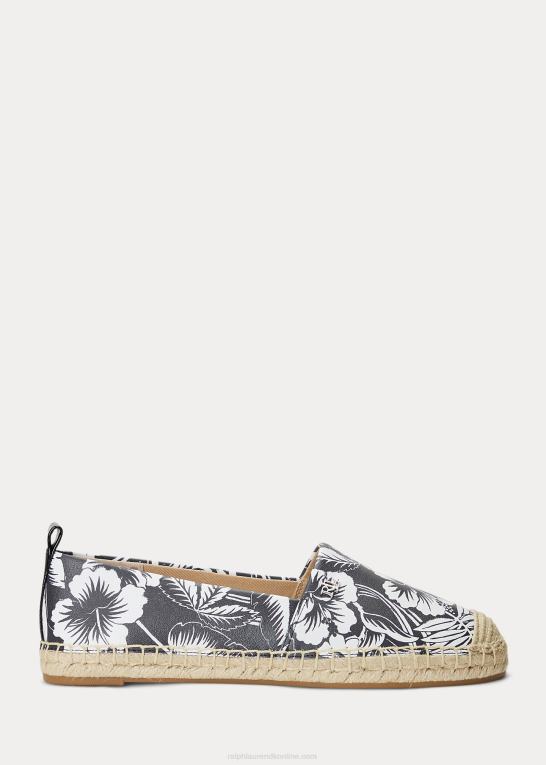 sort hvid Kvinder Ralph Lauren cameryn iii floral læder espadrille Z426B5055