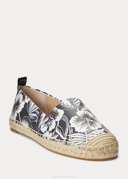 sort hvid Kvinder Ralph Lauren cameryn iii floral læder espadrille Z426B5055