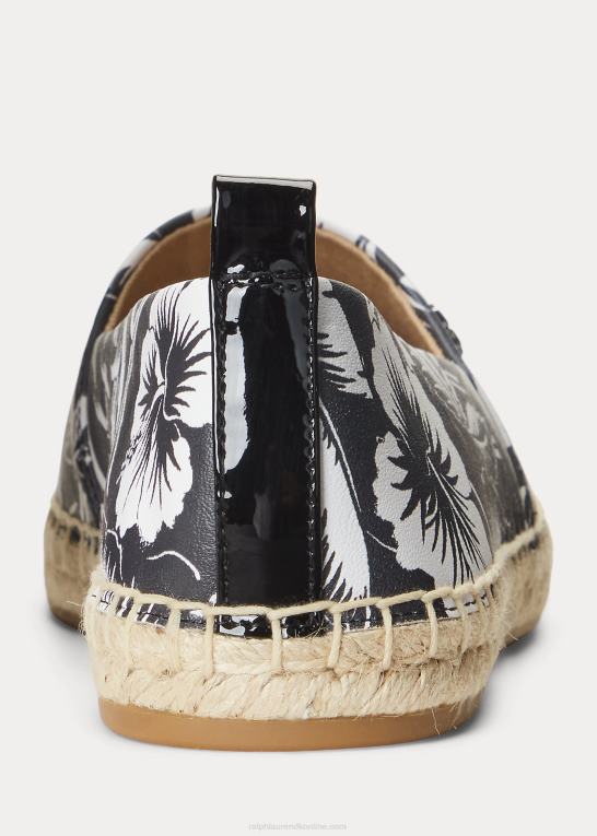sort hvid Kvinder Ralph Lauren cameryn iii floral læder espadrille Z426B5055