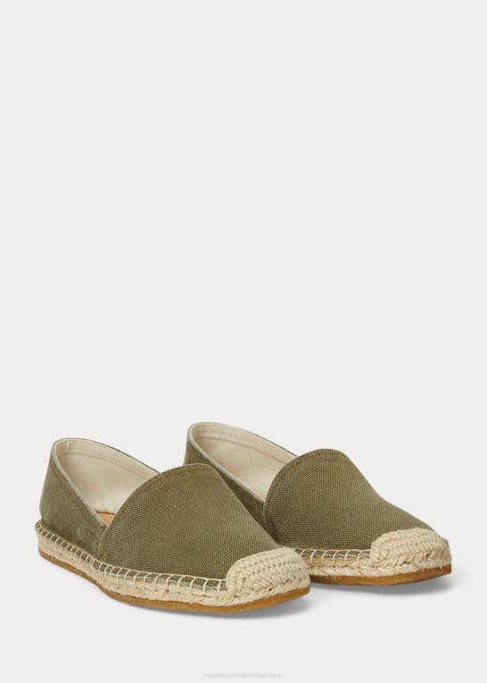 trist oliven Kvinder Ralph Lauren lærred espadrille Z426B4984