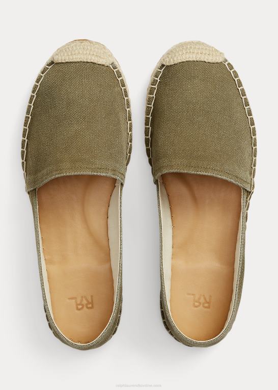 trist oliven Kvinder Ralph Lauren lærred espadrille Z426B4984