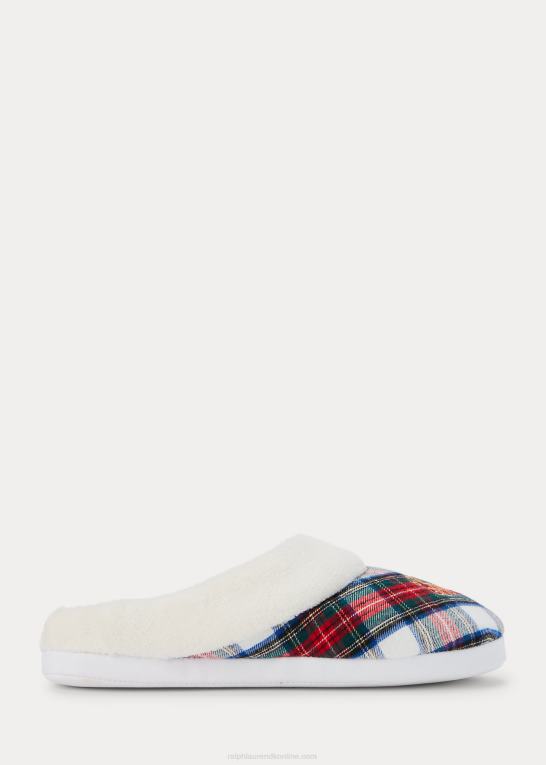 creme plaid Kvinder Ralph Lauren plaid logo hjemmesko Z426B9718