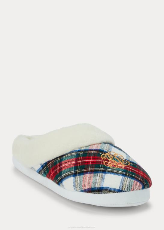 creme plaid Kvinder Ralph Lauren plaid logo hjemmesko Z426B9718