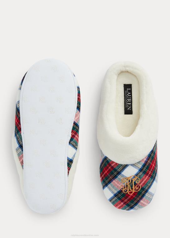 creme plaid Kvinder Ralph Lauren plaid logo hjemmesko Z426B9718
