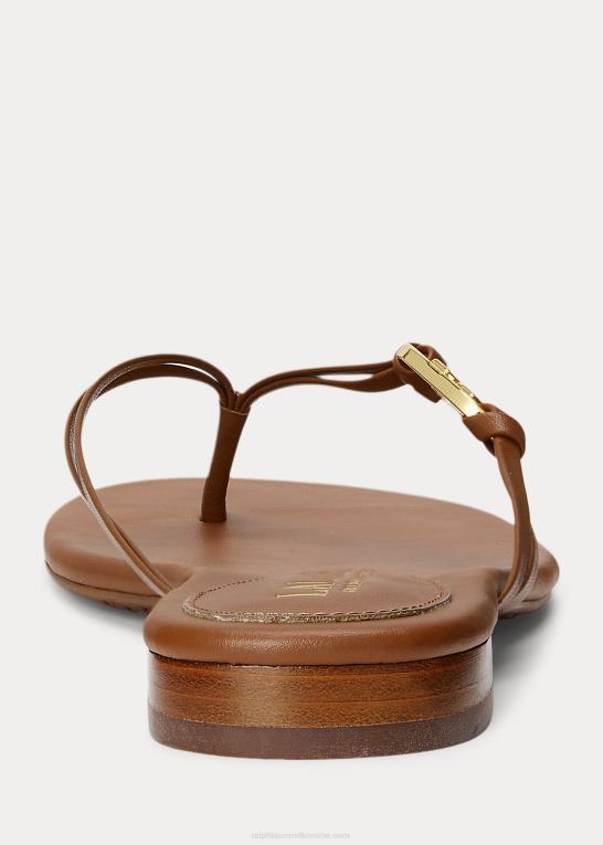 dyb sadelbrun Kvinder Ralph Lauren emalia nappa læder flip-flop Z426B9605