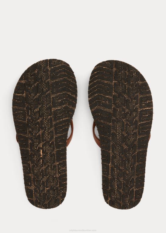 mørkebrun Kvinder Ralph Lauren læder flip-flop Z426B4983