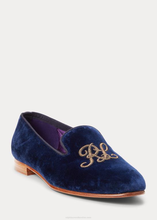 marine flåde Kvinder Ralph Lauren alonzo-broderet fløjlssko Z426B9678
